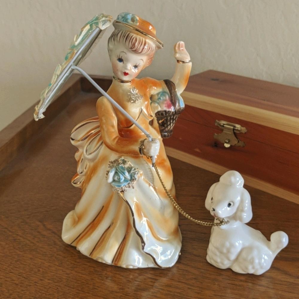 Vintage Lady with Poodle figure